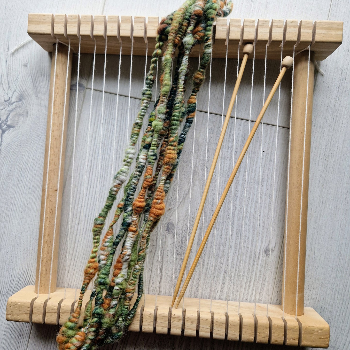 Green and Orange Handspun Art Yarn