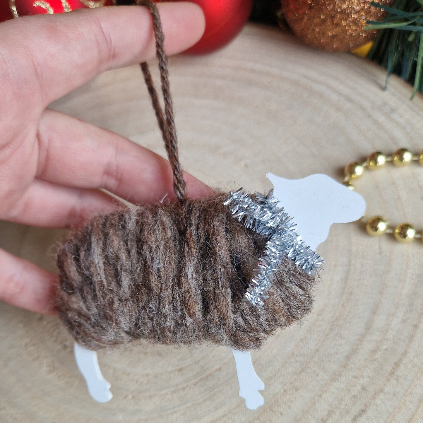 Christmas Herdwick Sheep Decoration with Tinsel Scarf