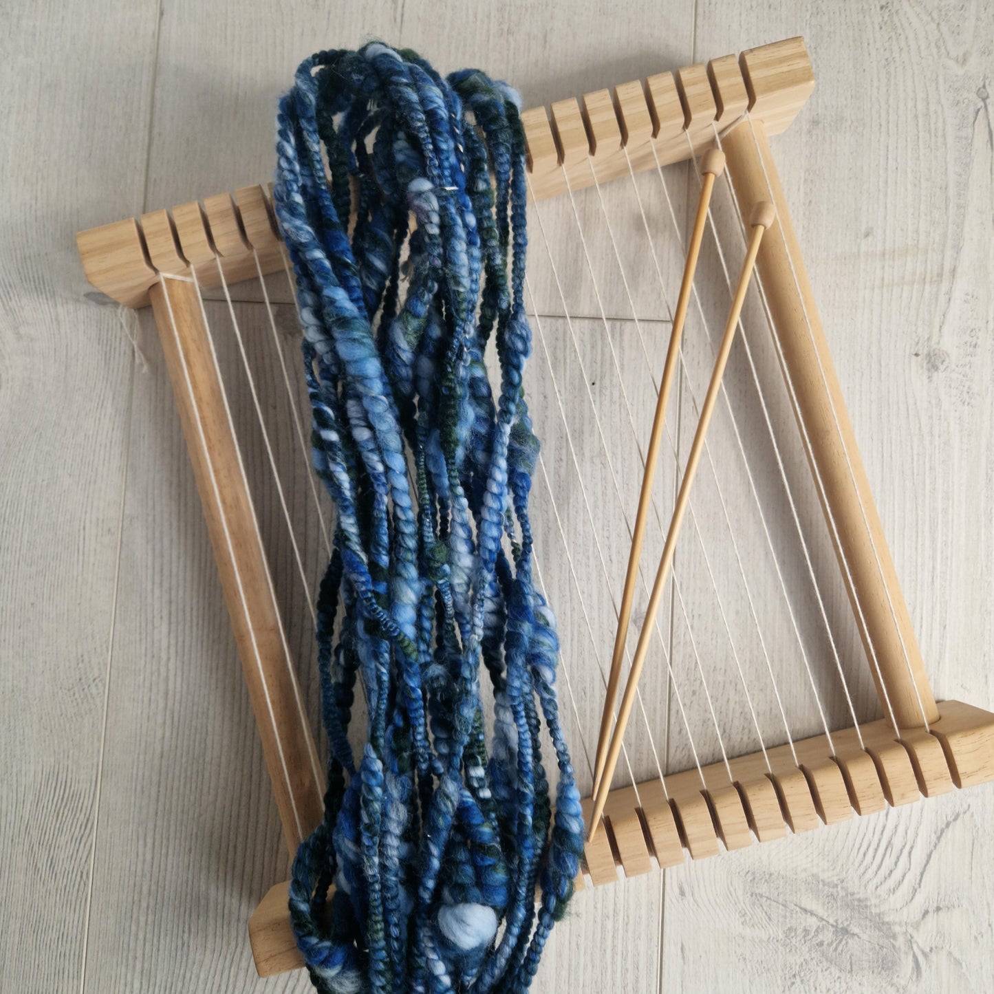 Ocean Blue Handspun Bubble Art Yarn