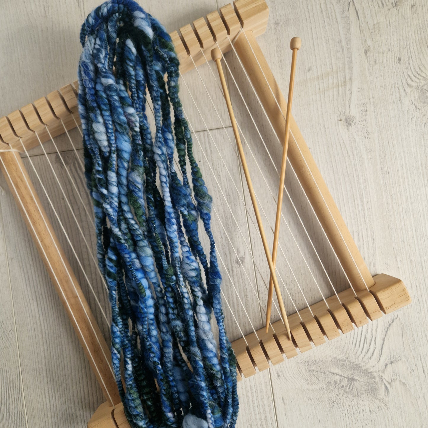 Ocean Blue Handspun Bubble Art Yarn