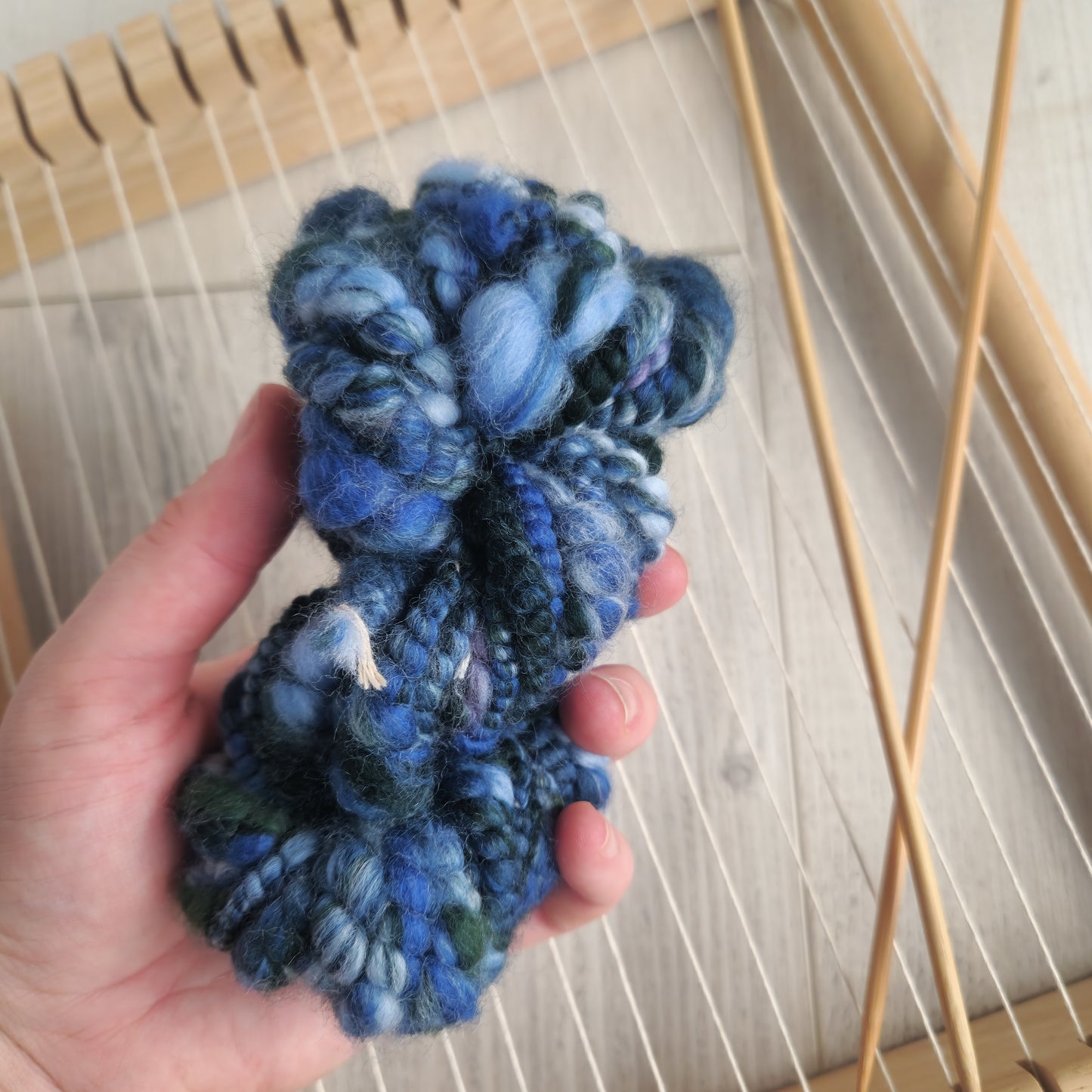 Ocean Blue Handspun Bubble Art Yarn