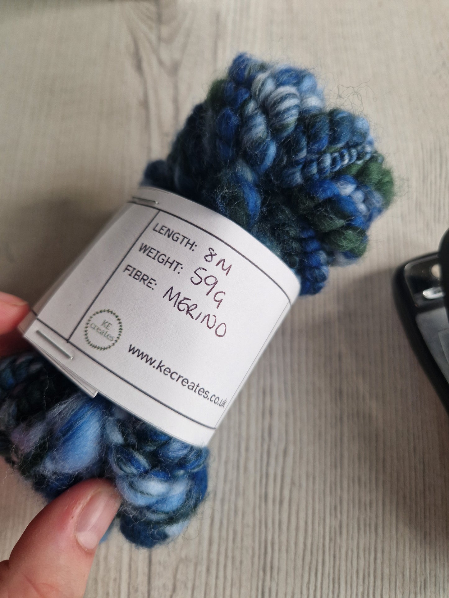 Ocean Blue Handspun Bubble Art Yarn