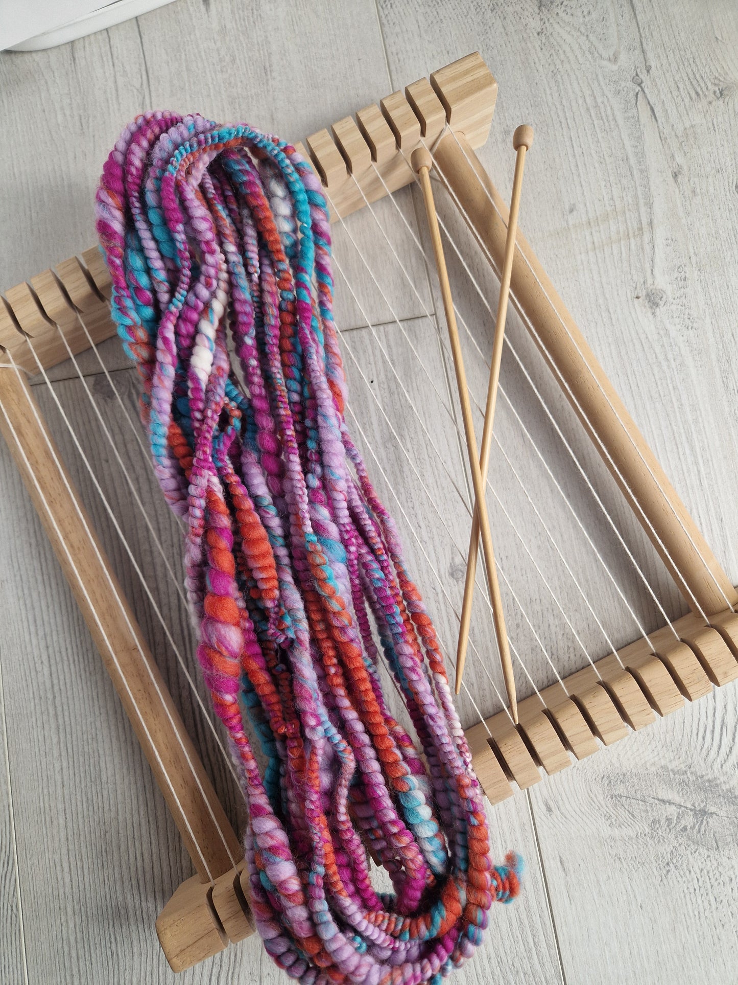 Blue / Pink / Orange / Purple / White Handspun Bubble Yarn