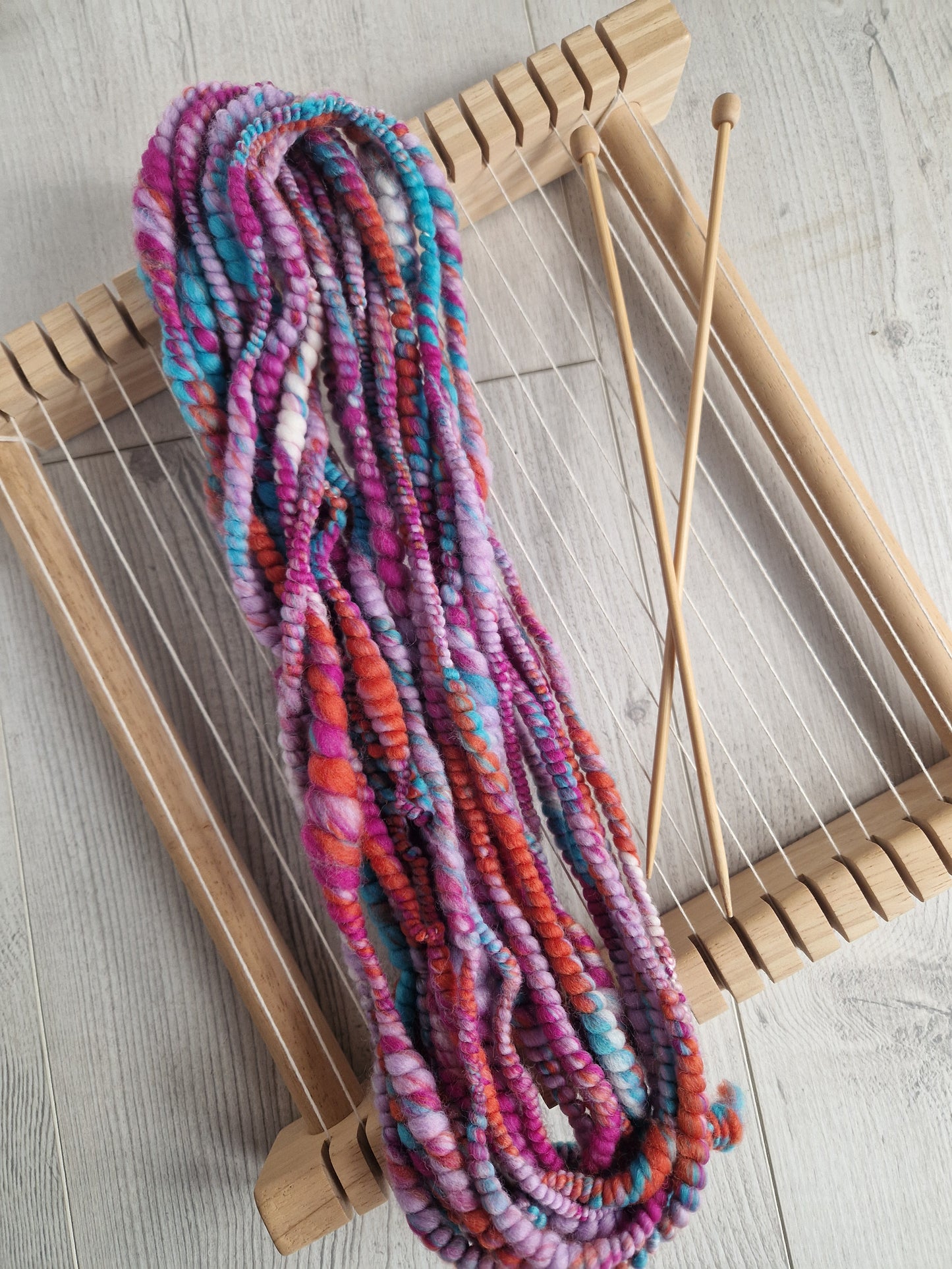 Blue / Pink / Orange / Purple / White Handspun Bubble Yarn