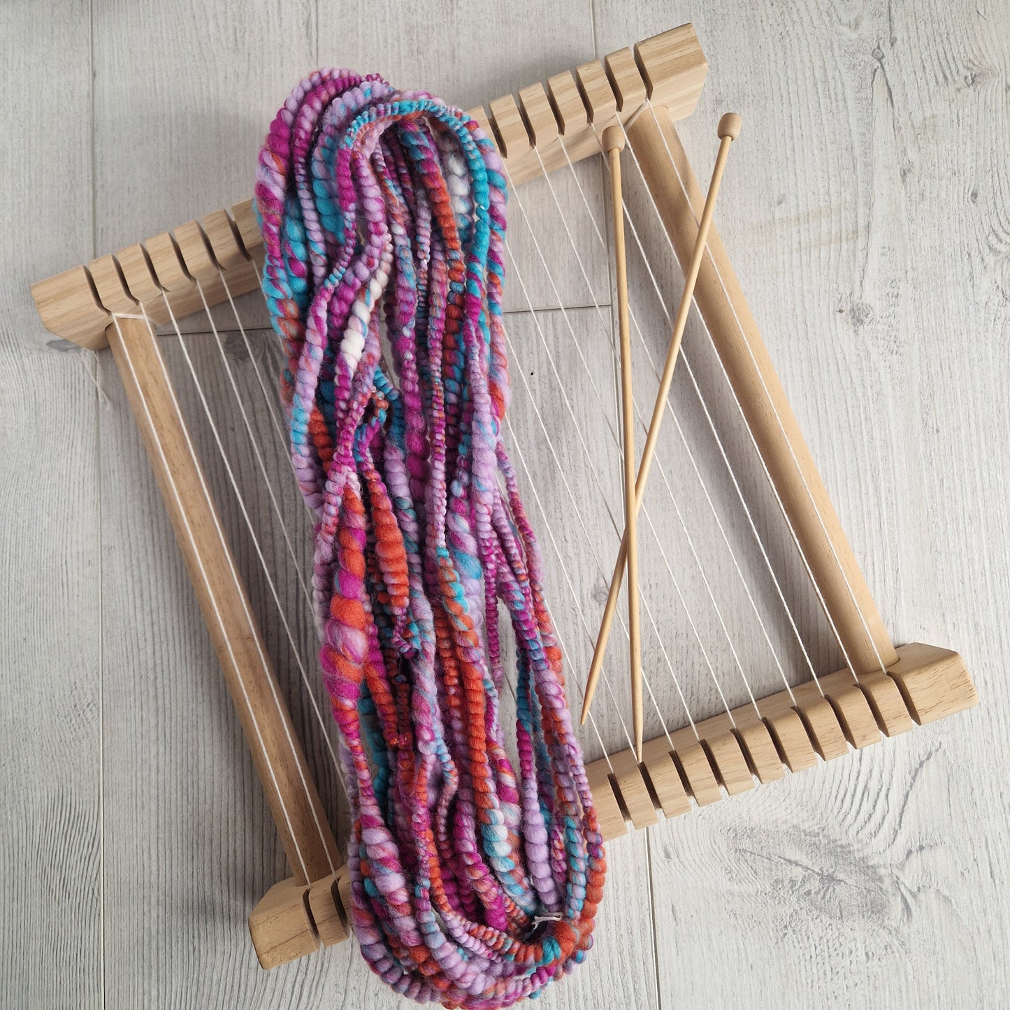 Blue / Pink / Orange / Purple / White Handspun Bubble Yarn