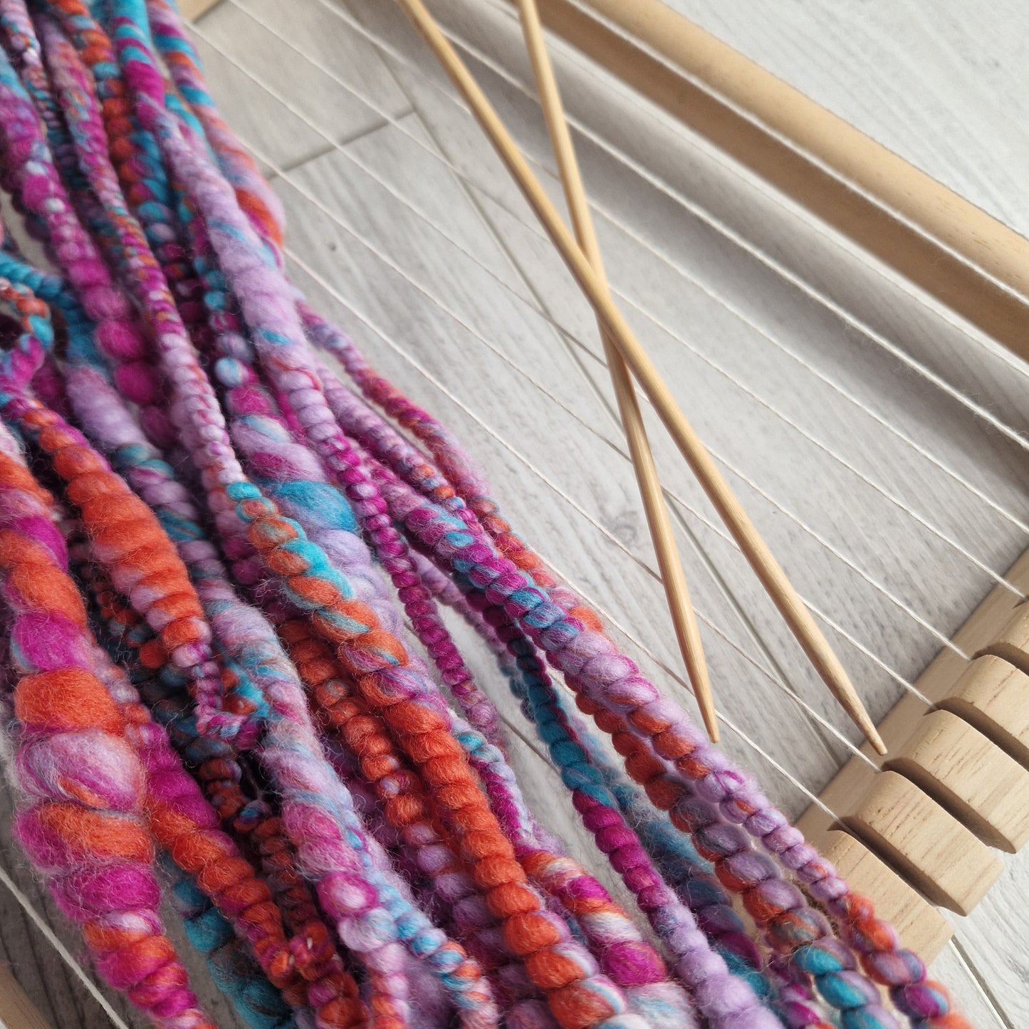 Blue / Pink / Orange / Purple / White Handspun Bubble Yarn