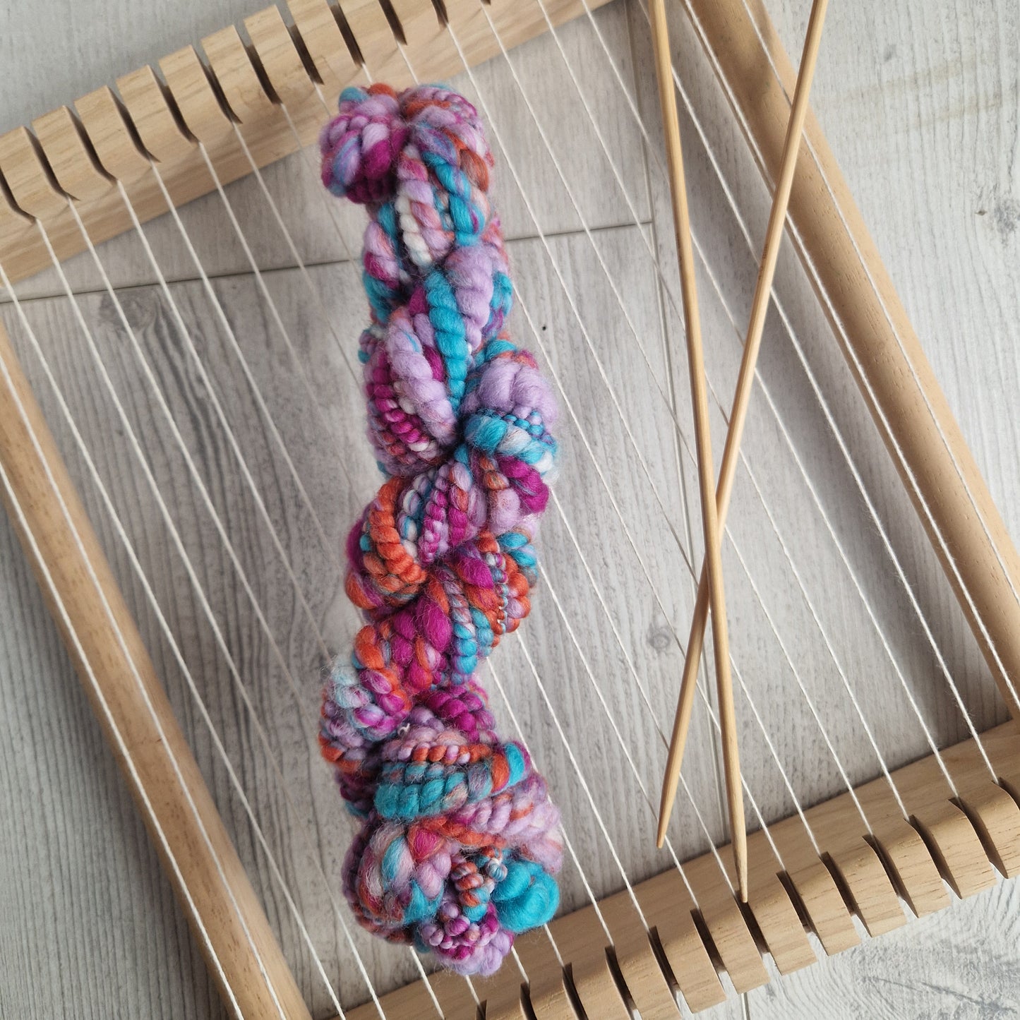 Blue / Pink / Orange / Purple / White Handspun Bubble Yarn