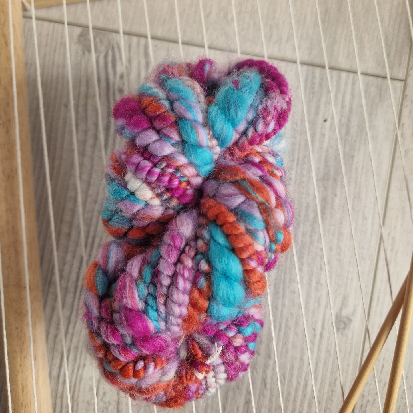 Blue / Pink / Orange / Purple / White Handspun Bubble Yarn
