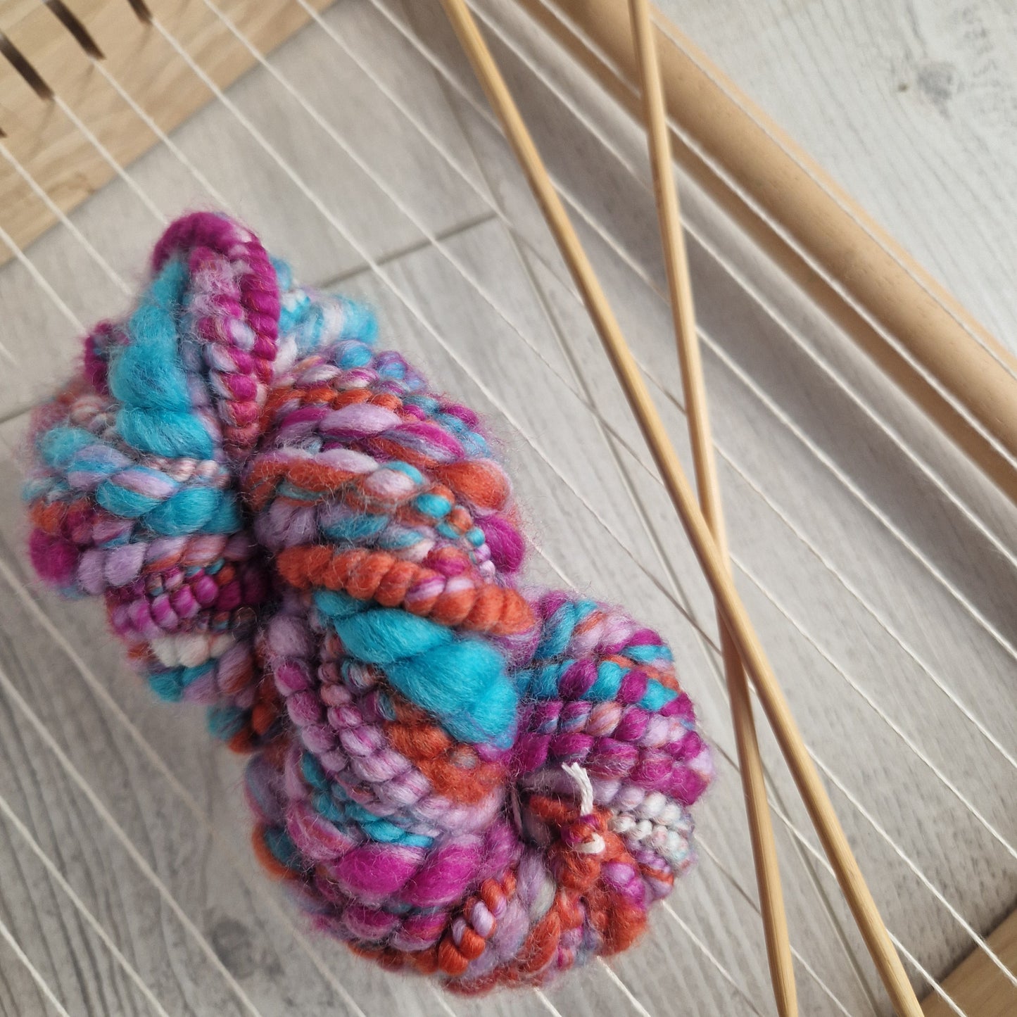 Blue / Pink / Orange / Purple / White Handspun Bubble Yarn