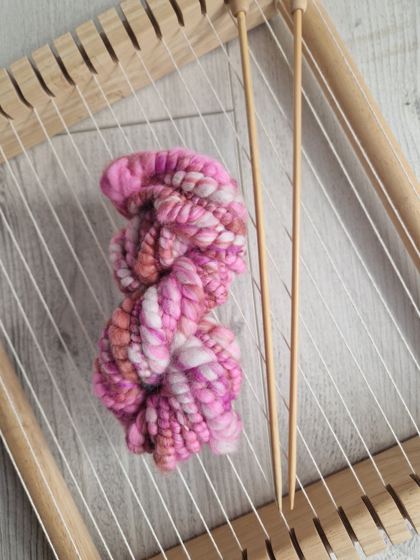 Pink Cardigan Bubble Spun Art Yarn