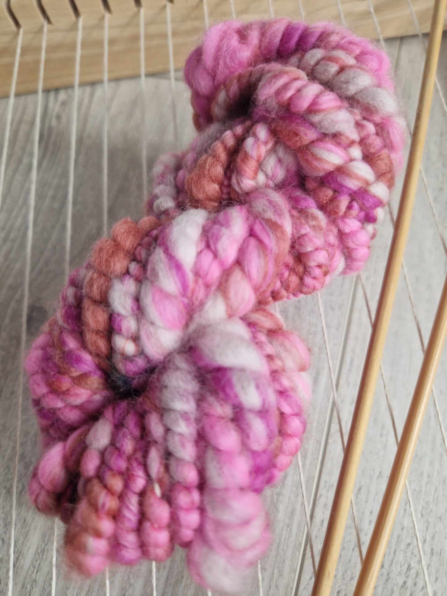 Pink Cardigan Bubble Spun Art Yarn