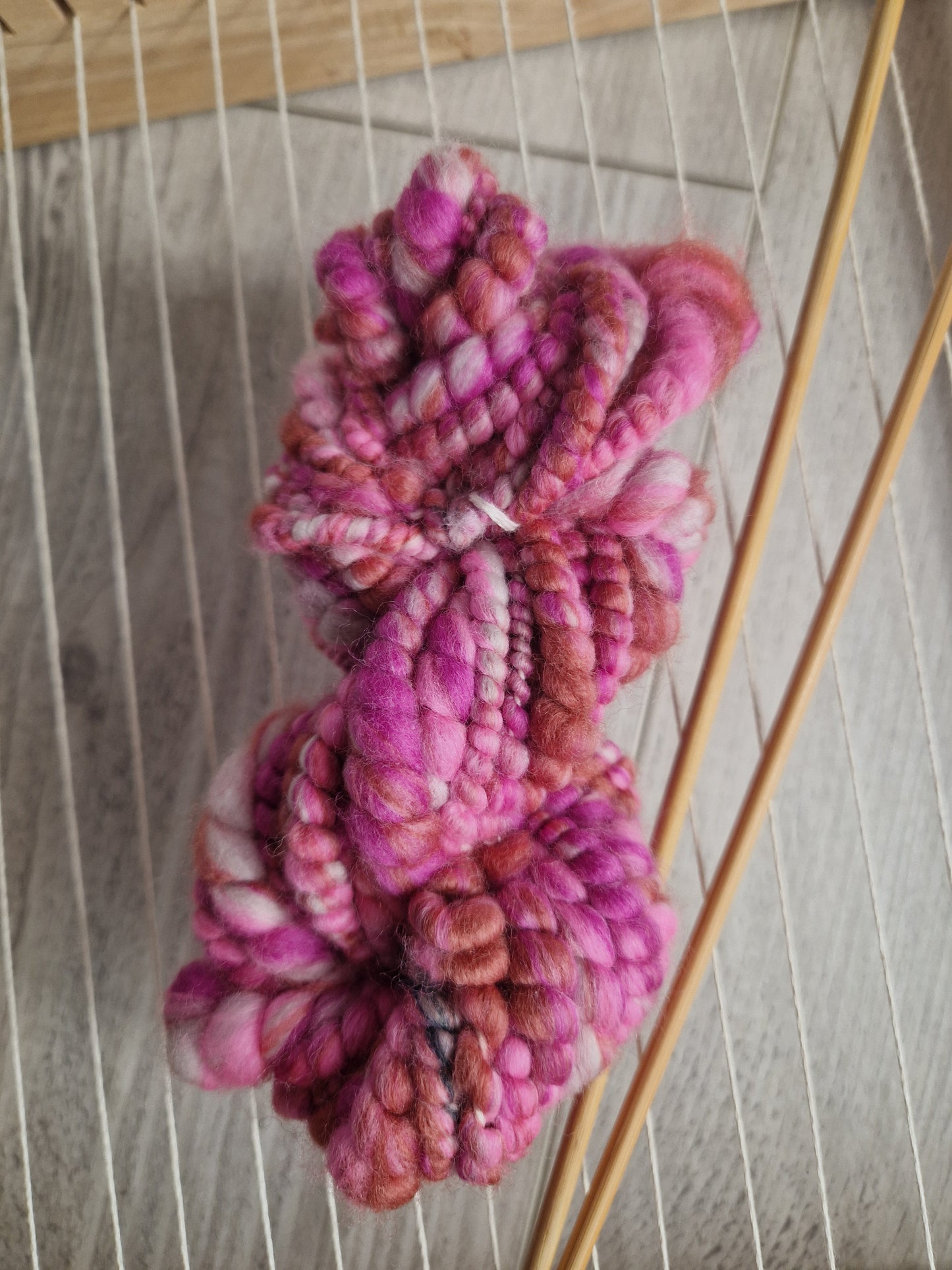 Pink Cardigan Bubble Spun Art Yarn