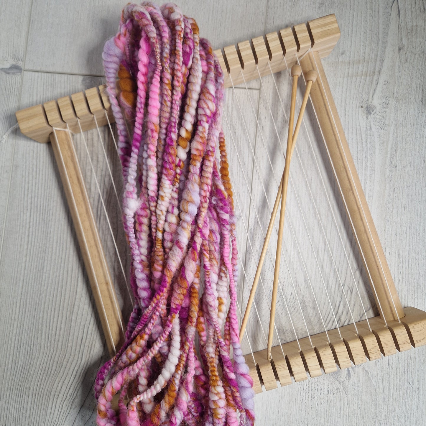 Magenta / Orange / White Handspun Art Yarn