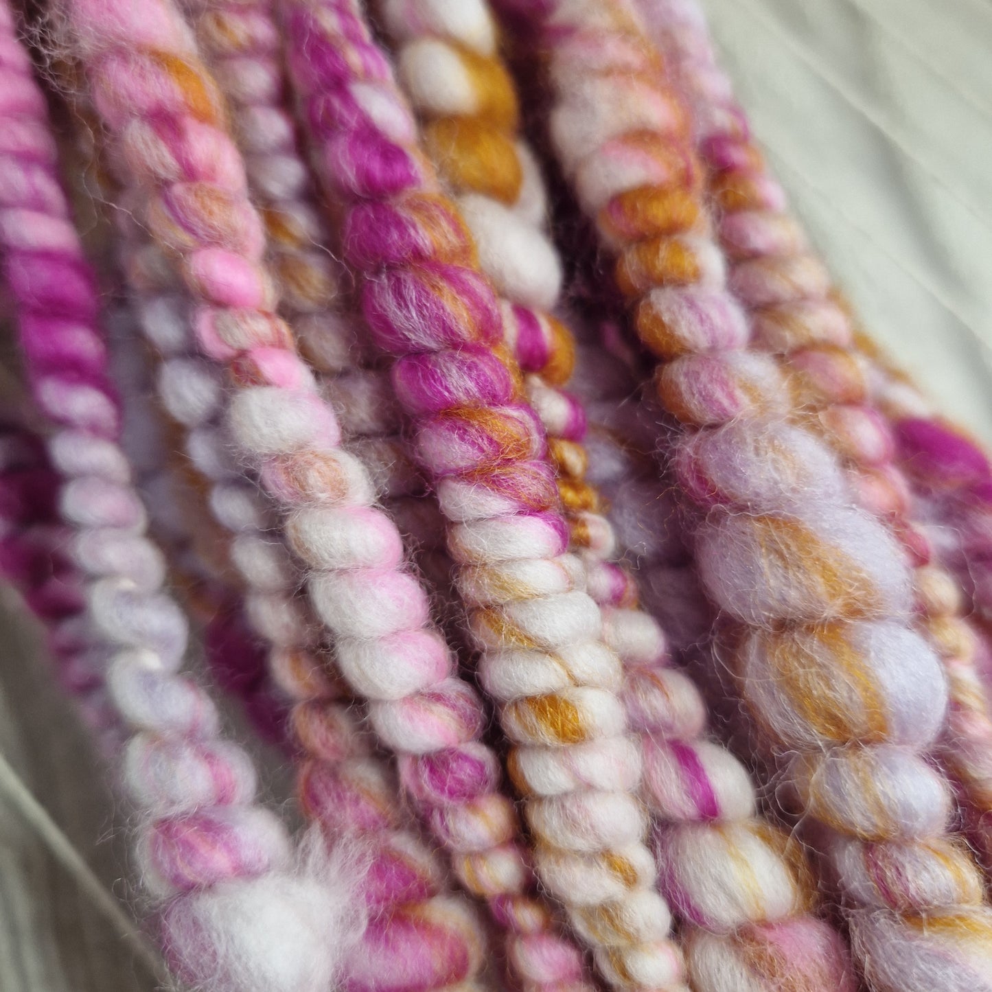 Magenta / Orange / White Handspun Art Yarn