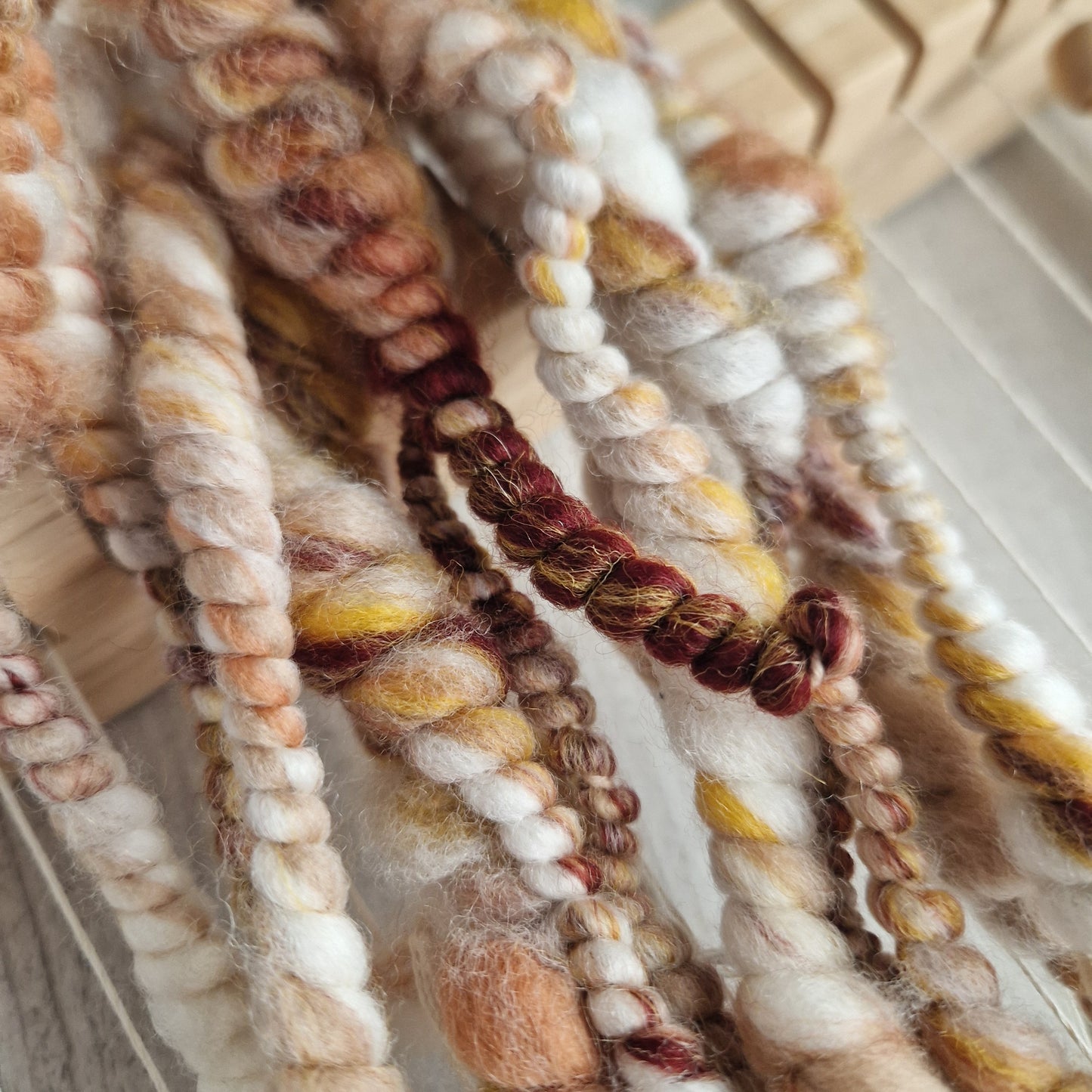 Brown / Yellow / Cream Handspun Bubble Yarn