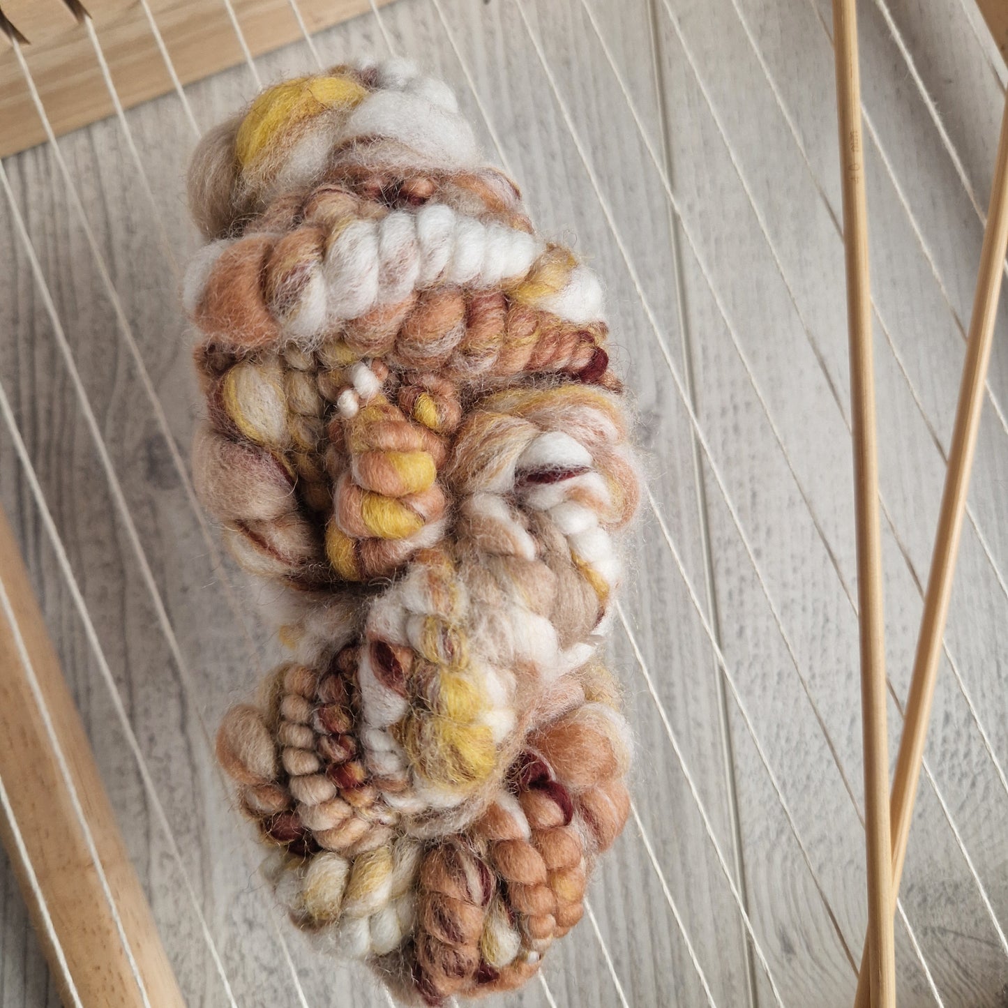 Brown / Yellow / Cream Handspun Bubble Yarn