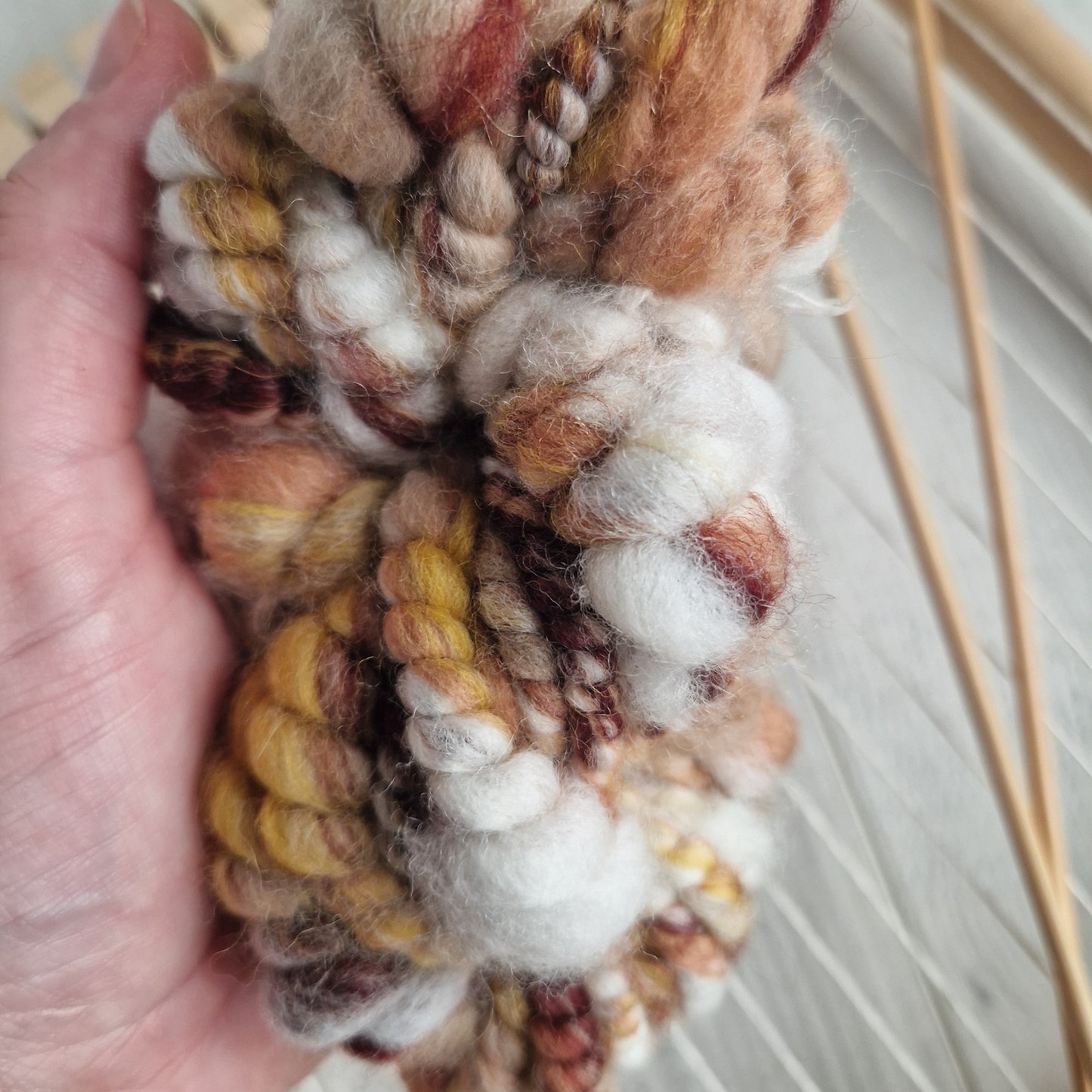 Brown / Yellow / Cream Handspun Bubble Yarn