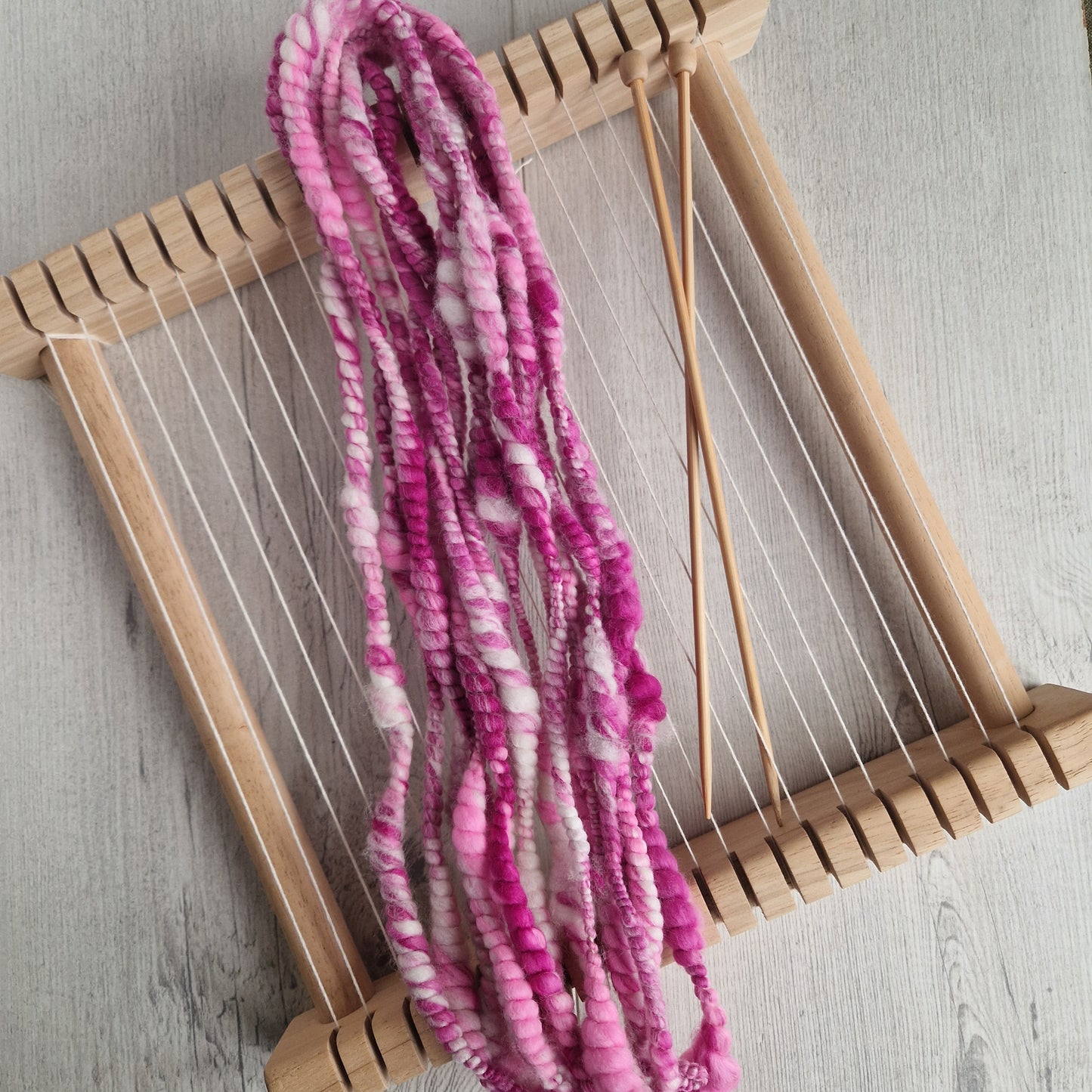 Raspberry Ripple Pink Handspun Bubble Yarn