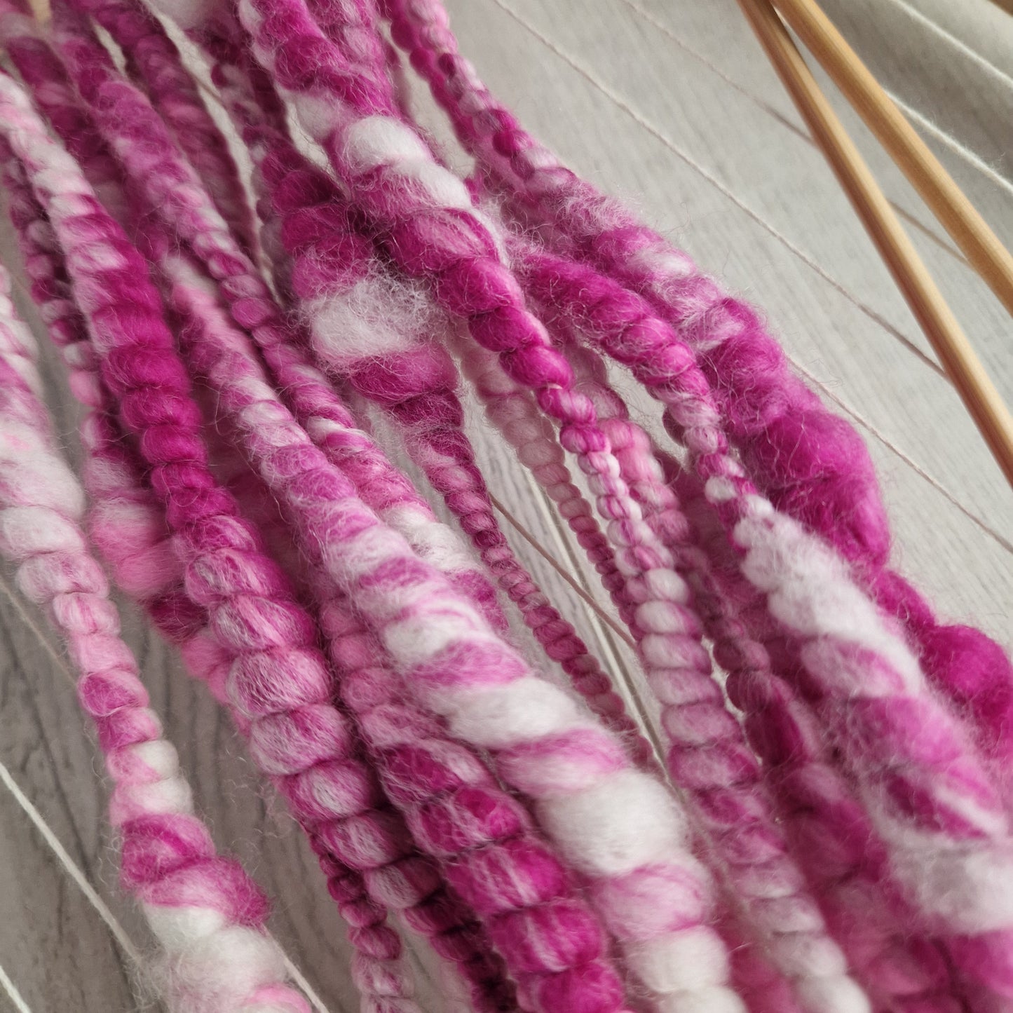 Raspberry Ripple Pink Handspun Bubble Yarn