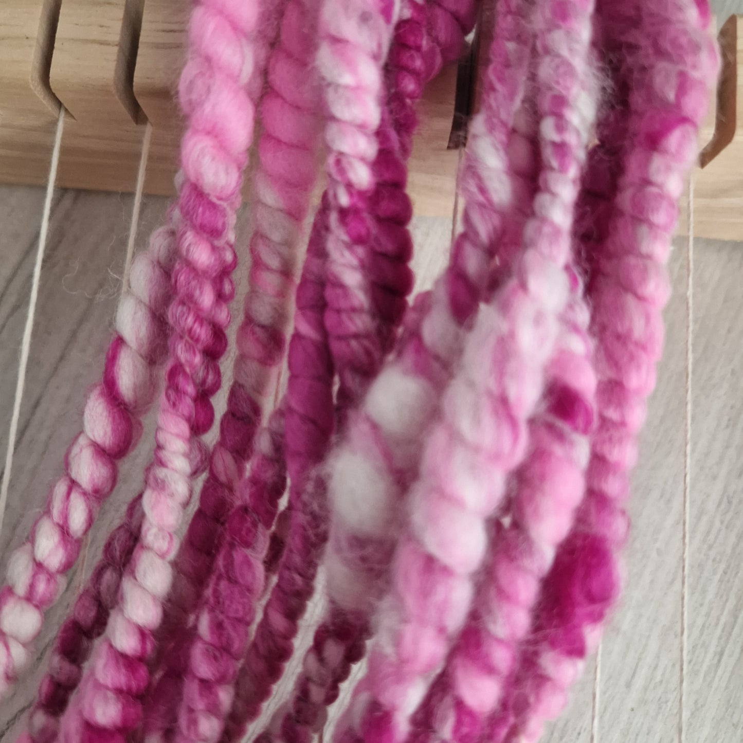 Raspberry Ripple Pink Handspun Bubble Yarn