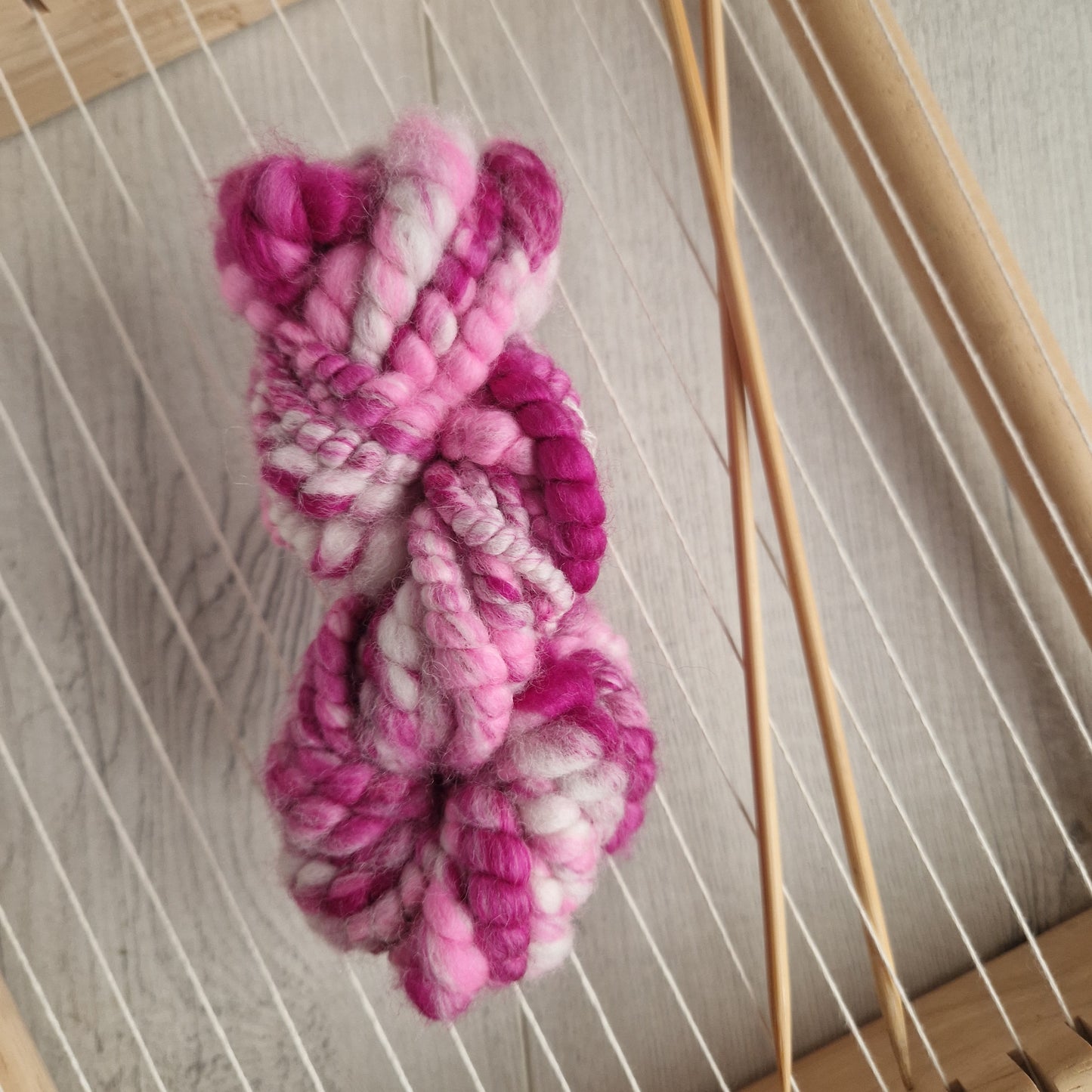 Raspberry Ripple Pink Handspun Bubble Yarn