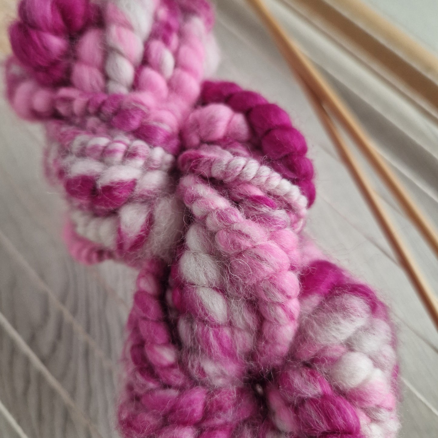 Raspberry Ripple Pink Handspun Bubble Yarn