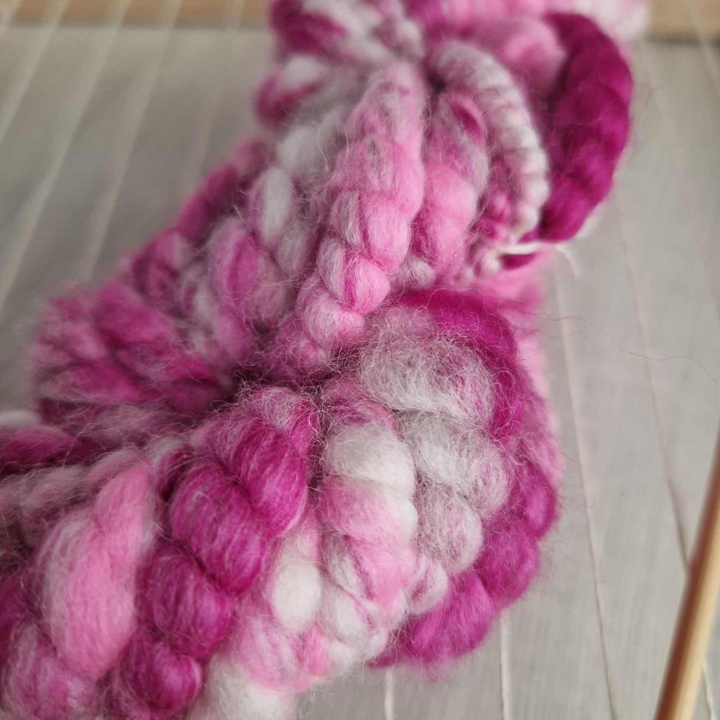 Raspberry Ripple Pink Handspun Bubble Yarn