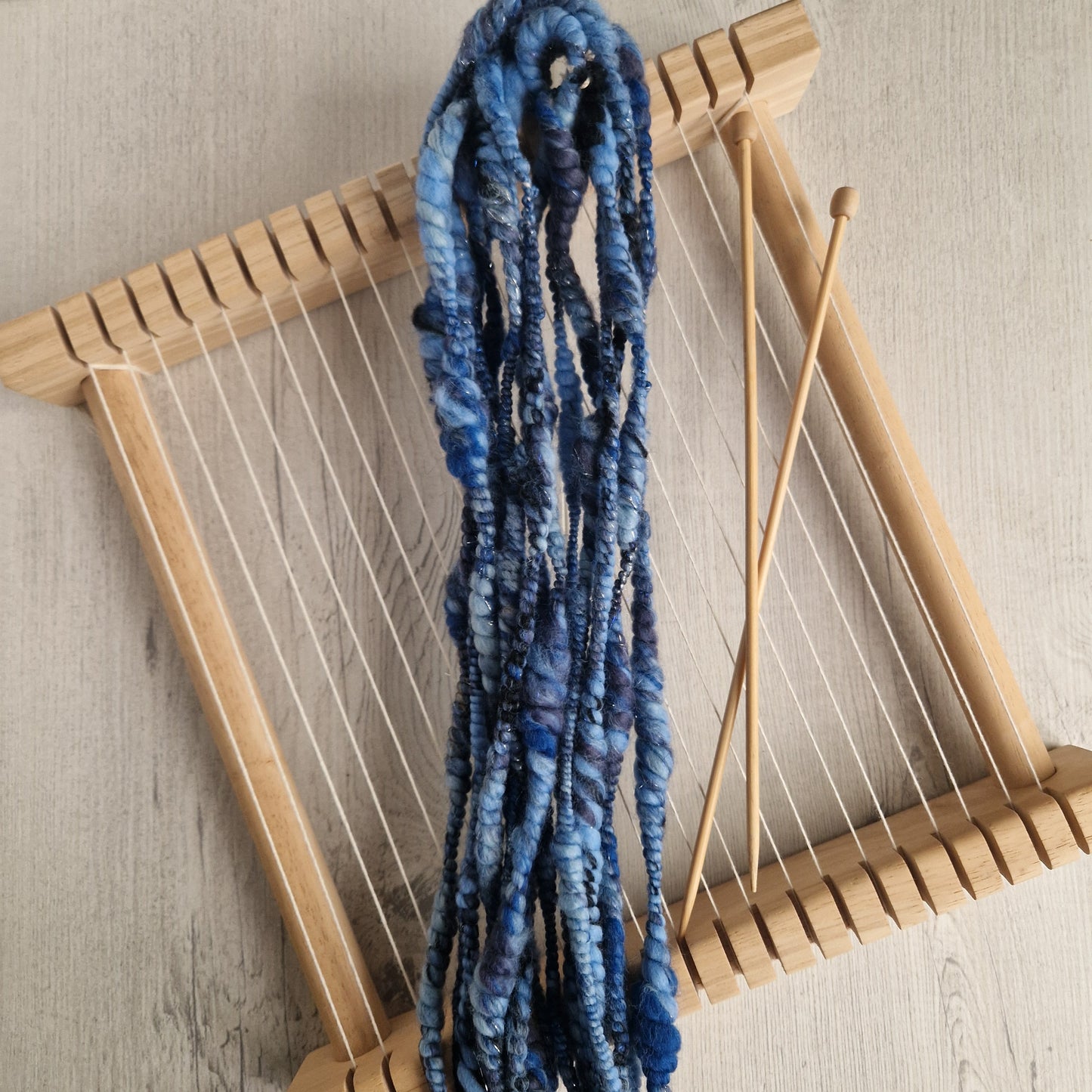 Sparkly Blue Handspun Bubble Art Yarn