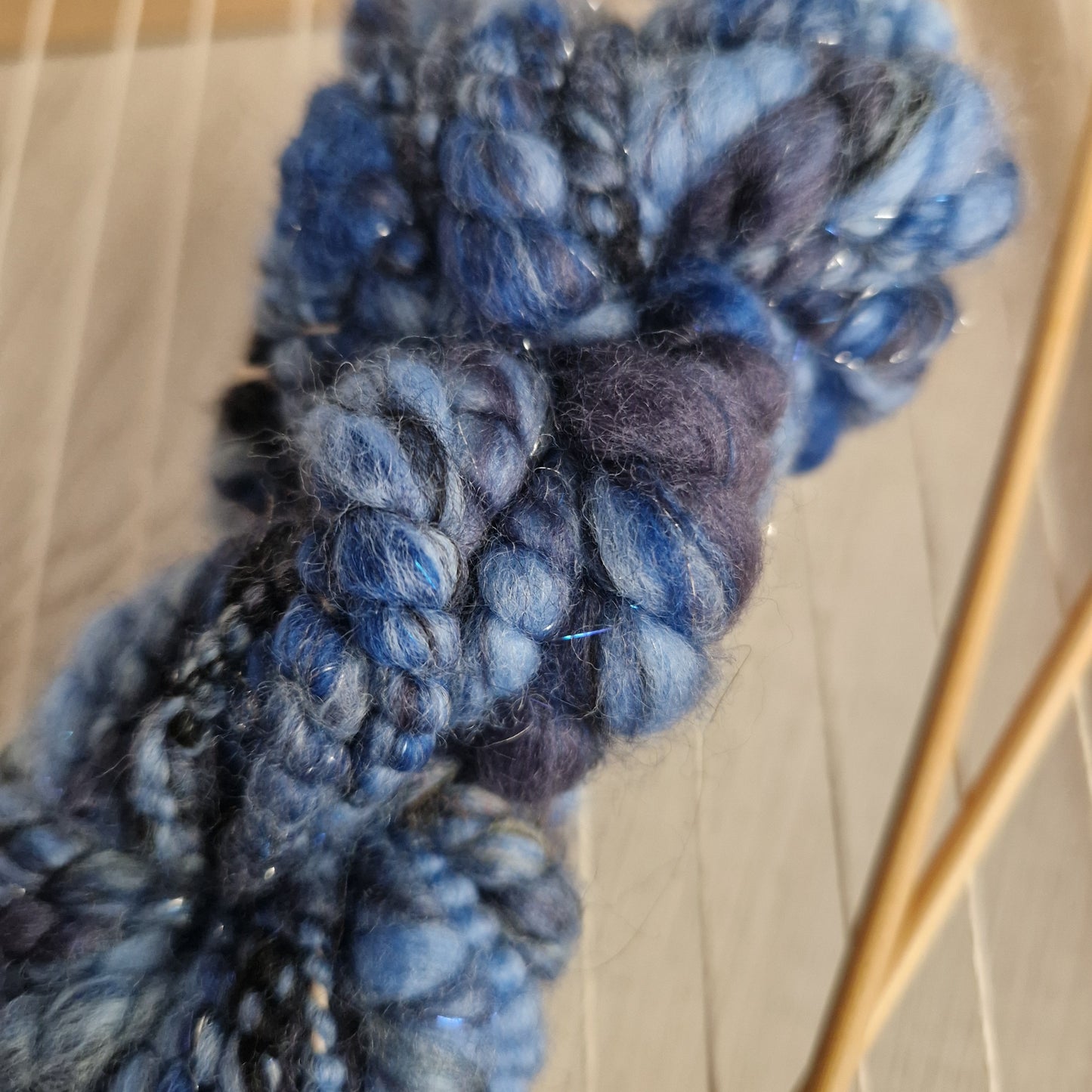 Sparkly Blue Handspun Bubble Art Yarn