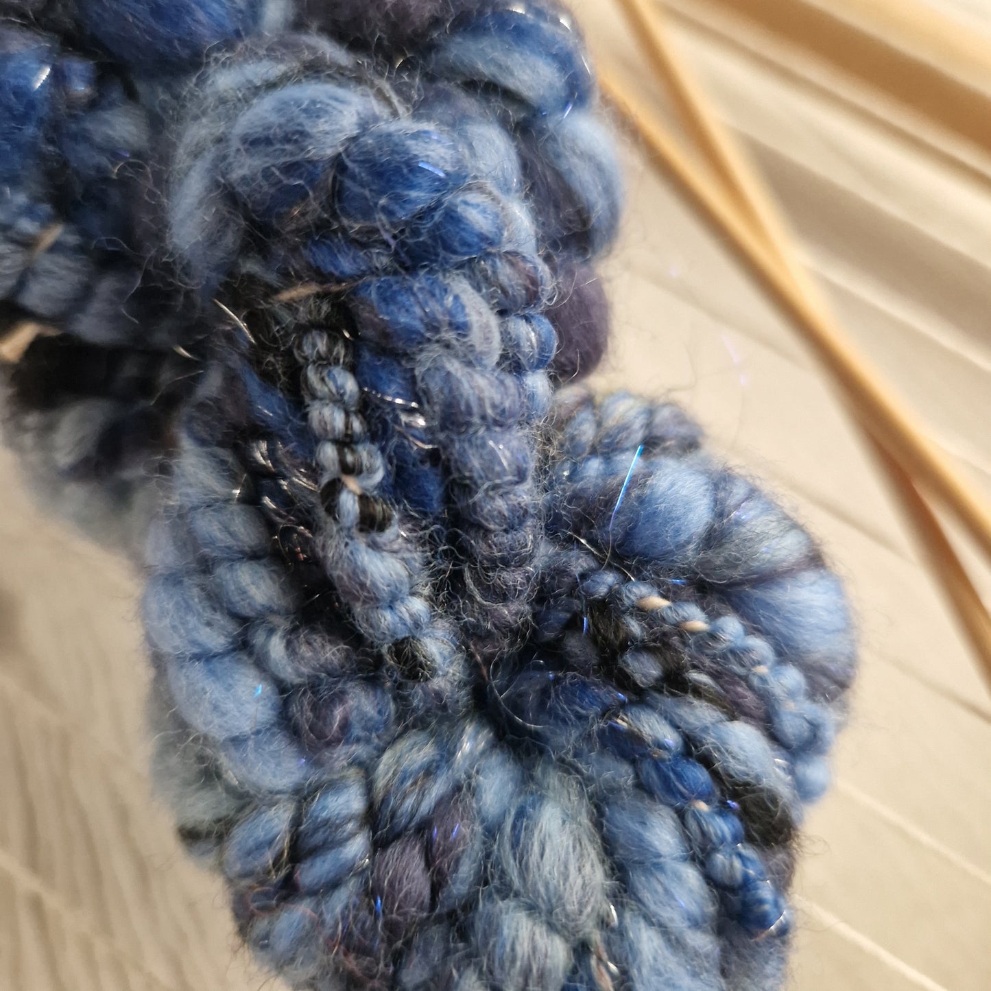 Sparkly Blue Handspun Bubble Art Yarn