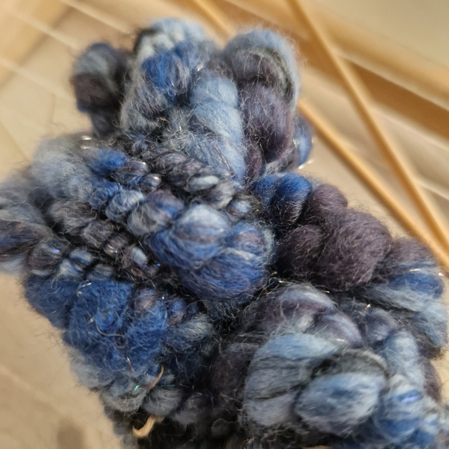 Sparkly Blue Handspun Bubble Art Yarn
