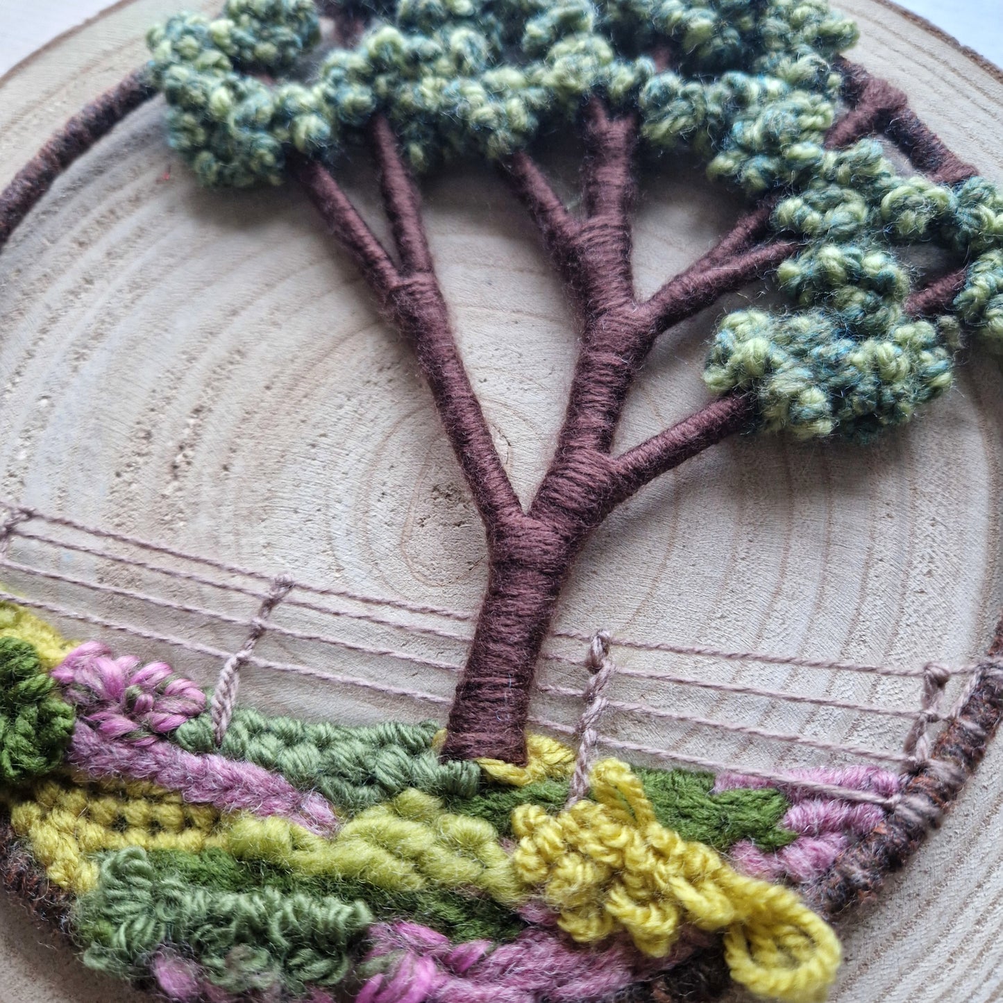 Textured Yarn Landscape in Hoop Frame