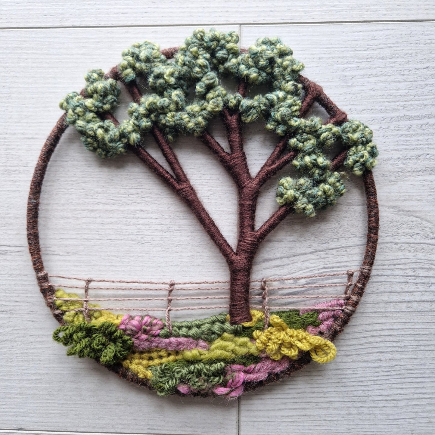 Textured Yarn Landscape in Hoop Frame