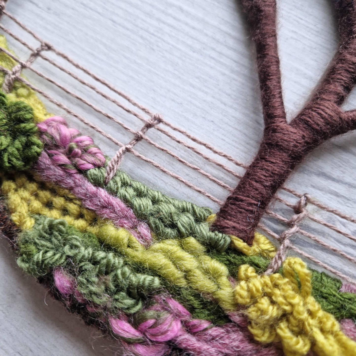 Textured Yarn Landscape in Hoop Frame