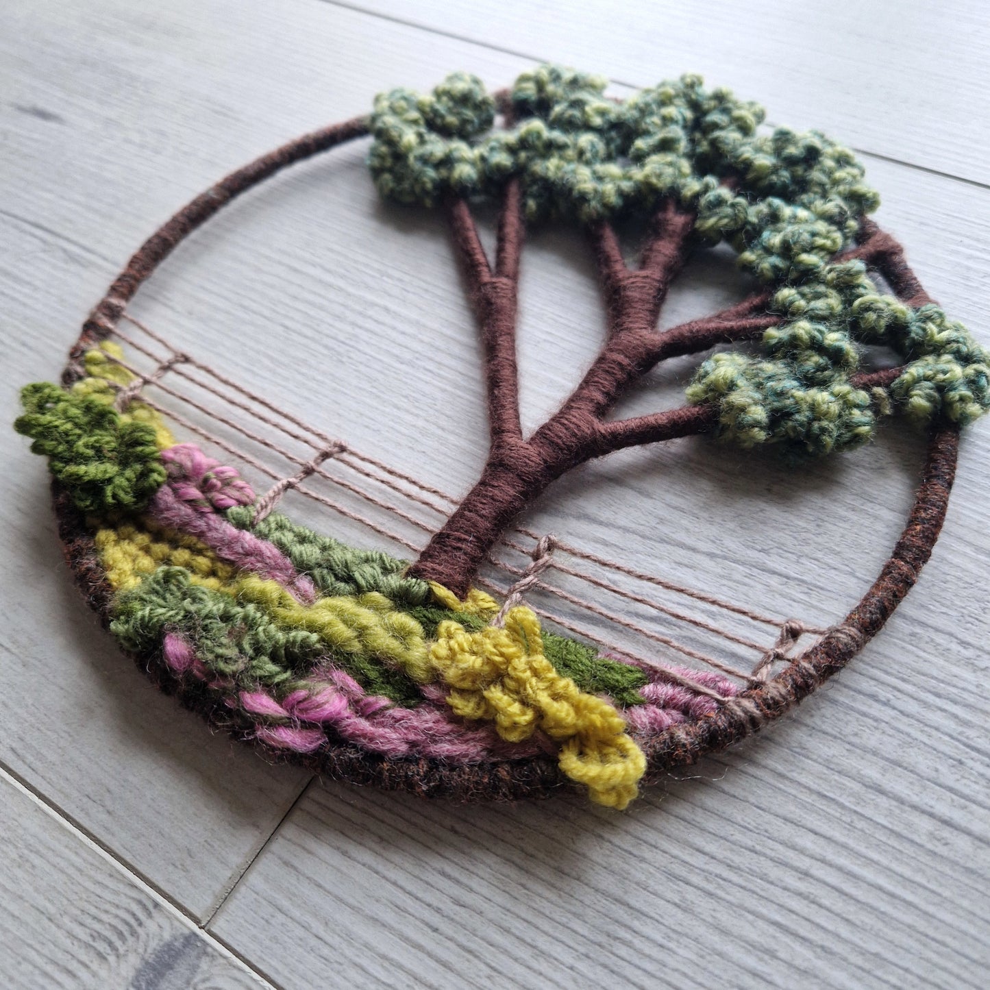 Textured Yarn Landscape in Hoop Frame