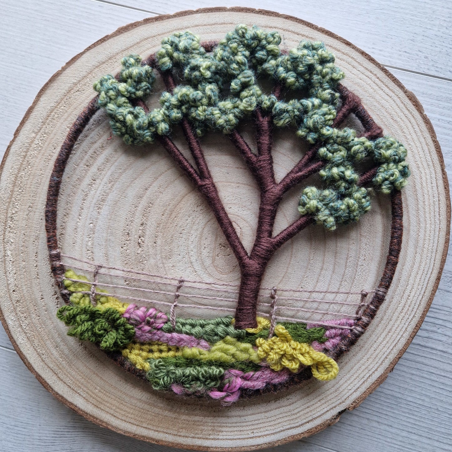 Textured Yarn Landscape in Hoop Frame