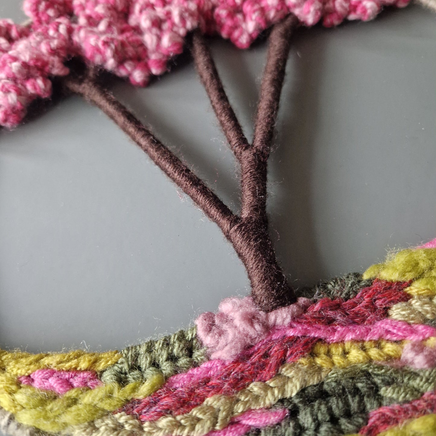 Handwoven Spring Blossom Treescape Fiber Art Wall Hanging