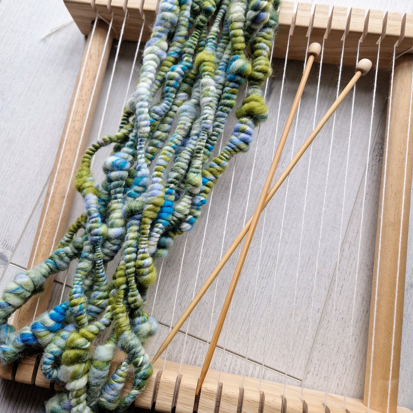 Summer Light Green and Blue Bubble Spun Yarn