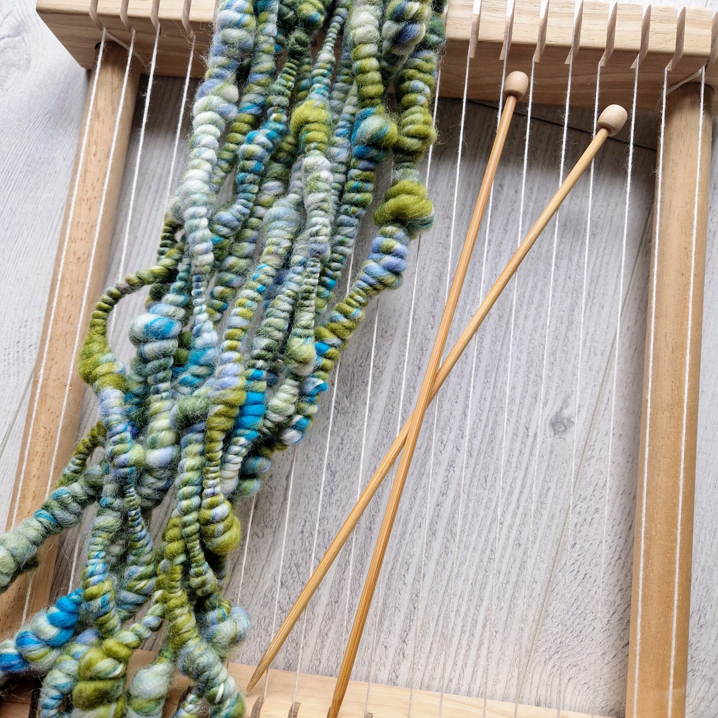 Summer Light Green and Blue Bubble Spun Yarn