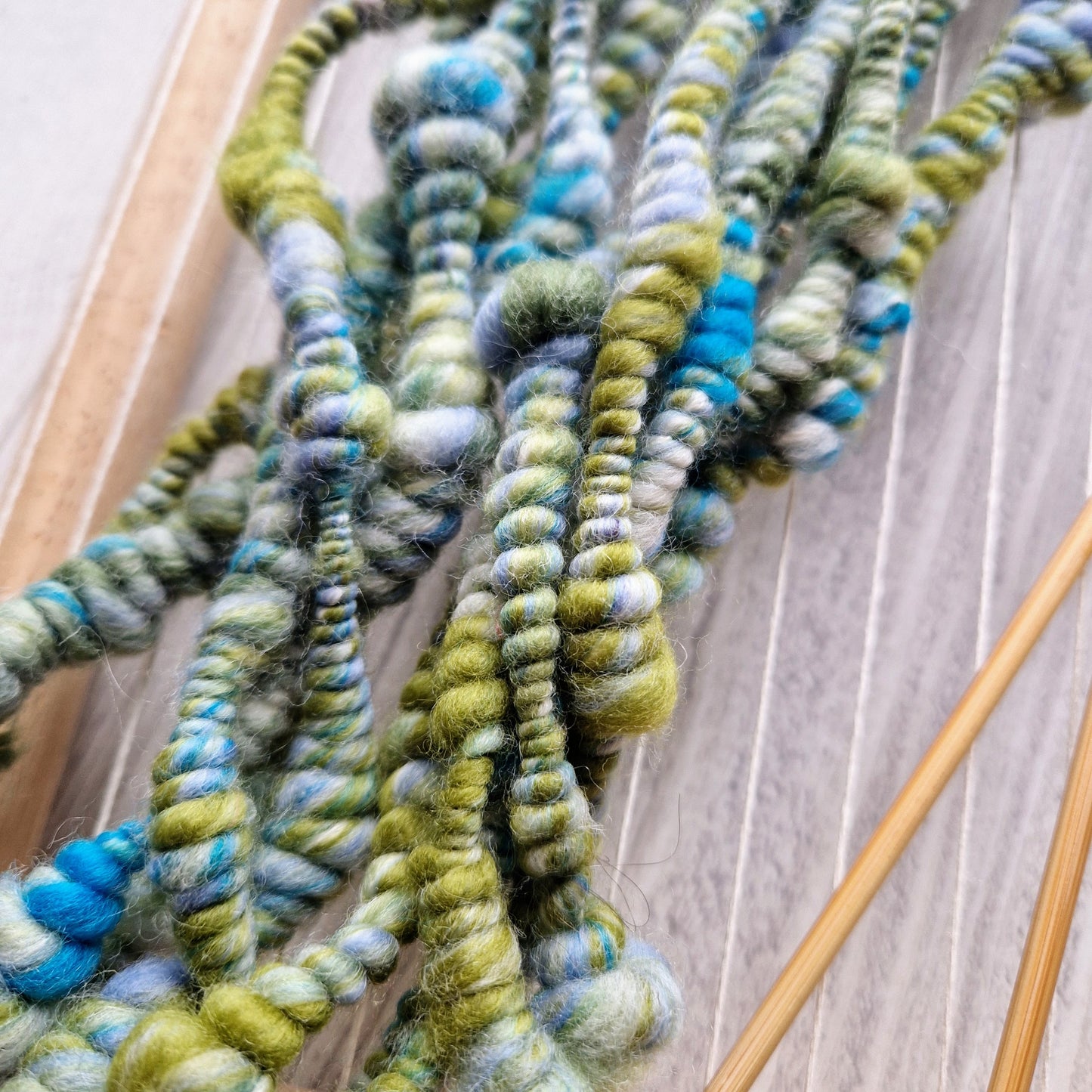 Summer Light Green and Blue Bubble Spun Yarn
