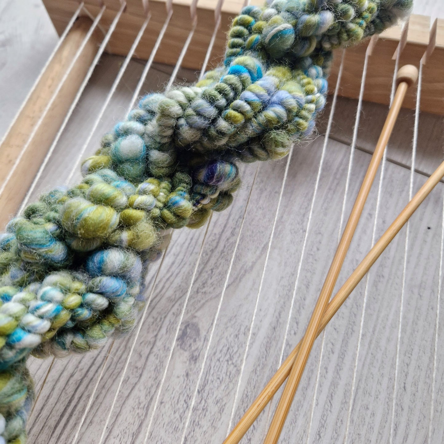 Summer Light Green and Blue Bubble Spun Yarn