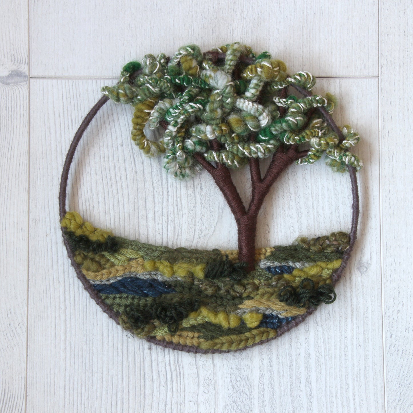 Handspun Yarn Unique Treescape Wall Hanging