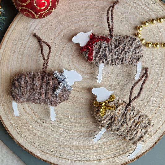 Christmas Herdwick Sheep Decoration with Tinsel Scarf