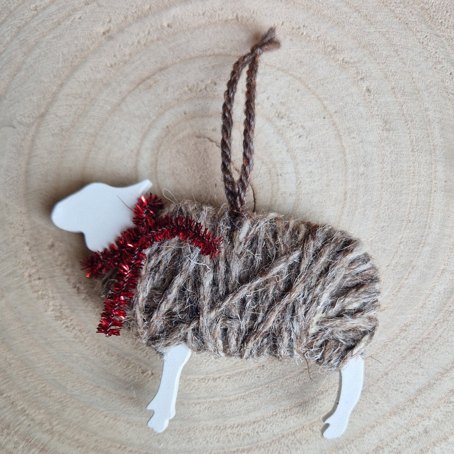 Christmas Herdwick Sheep Decoration with Tinsel Scarf