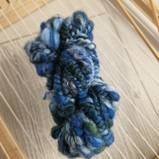 Ocean Blue Handspun Bubble Art Yarn
