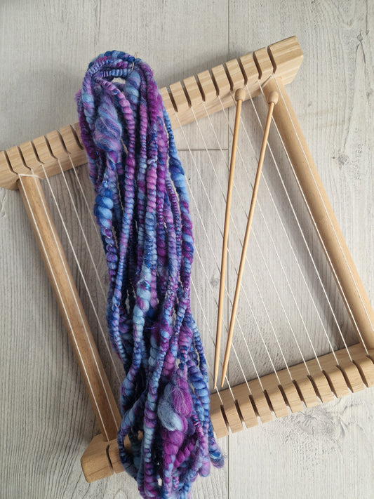 Fantasy Blue and Purple Handspun Bubble Art Yarn with Angelina Sparkles