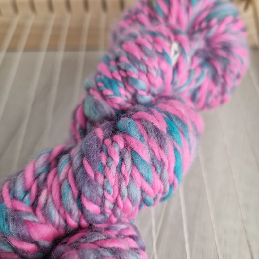 Blue / Pink 2-Ply Handspun Art Yarn