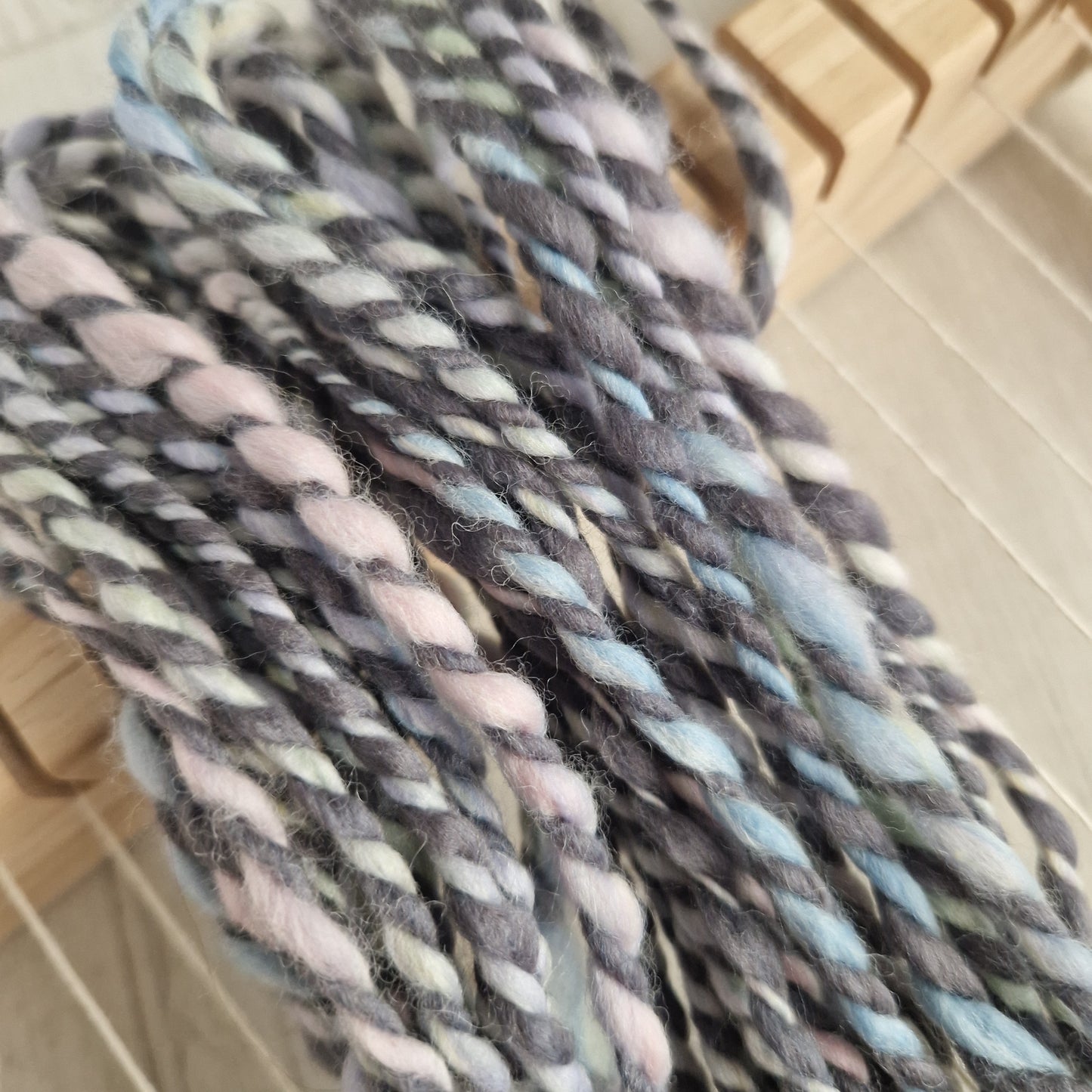 Pastel / Grey 2 Ply Handspun Yarn