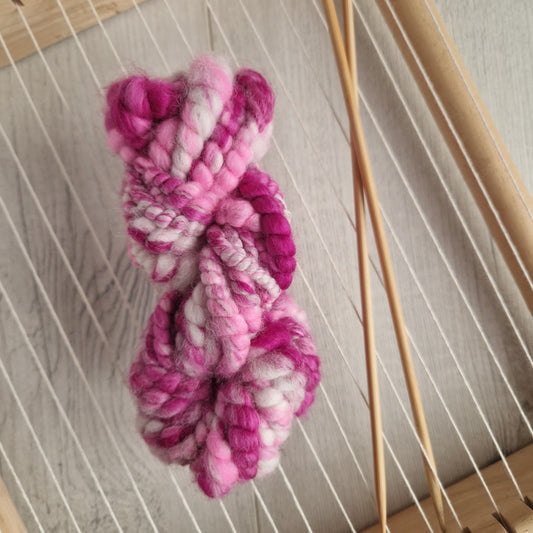 Raspberry Ripple Pink Handspun Bubble Yarn