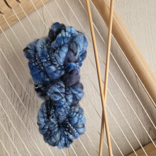Sparkly Blue Handspun Bubble Art Yarn